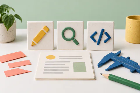 Illustration of three equal tool options alongside a shared project brief.